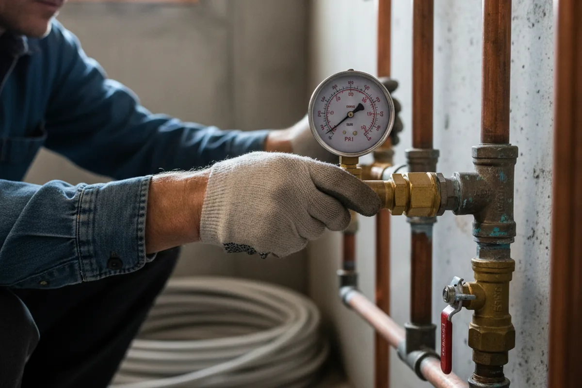 Pressure testing a repaired line during Water Line Repair in Altavista